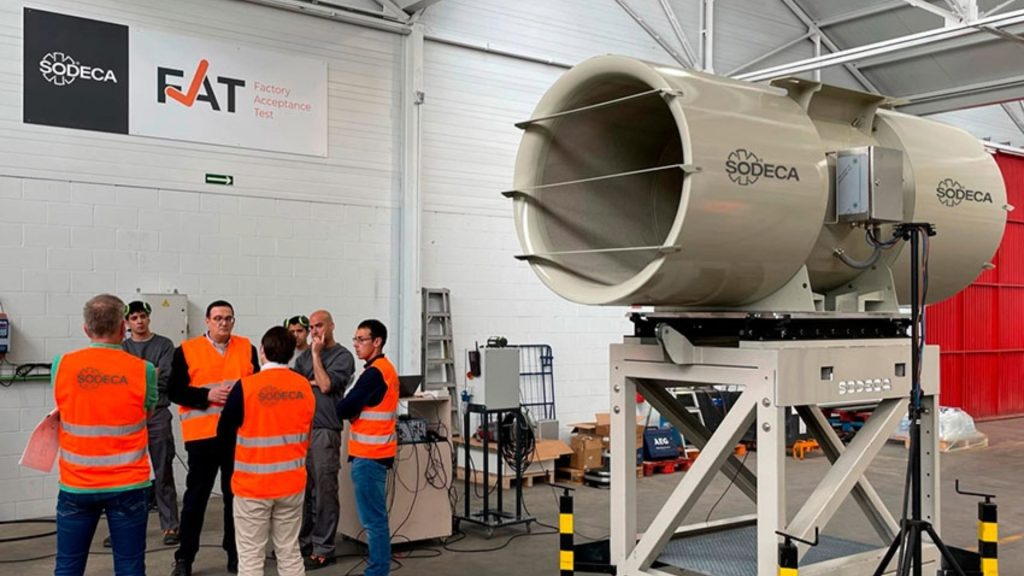 Factory-acceptance test of a Sodeca jet fan—key component of modern ventilation systems for tunnels.