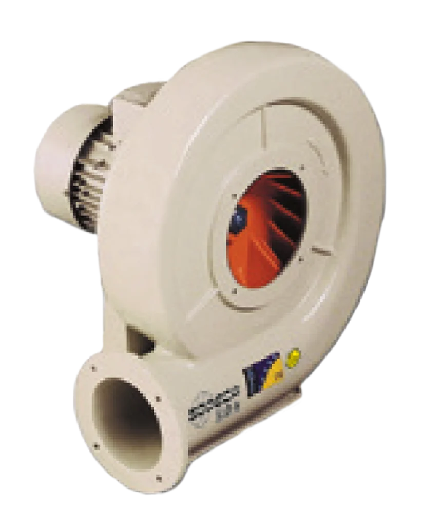 Single inlet medium pressure centrifugal fans with cast aluminium casing and impeller