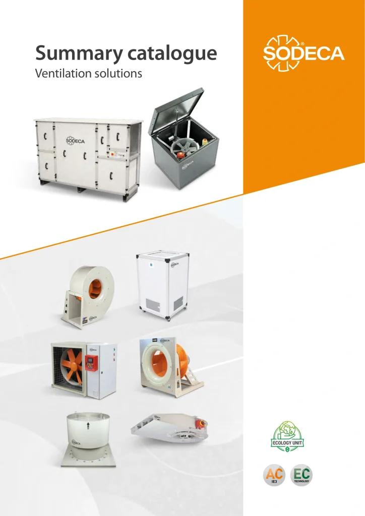 Sodeca summary catalogue cover for ventilation solutions.
